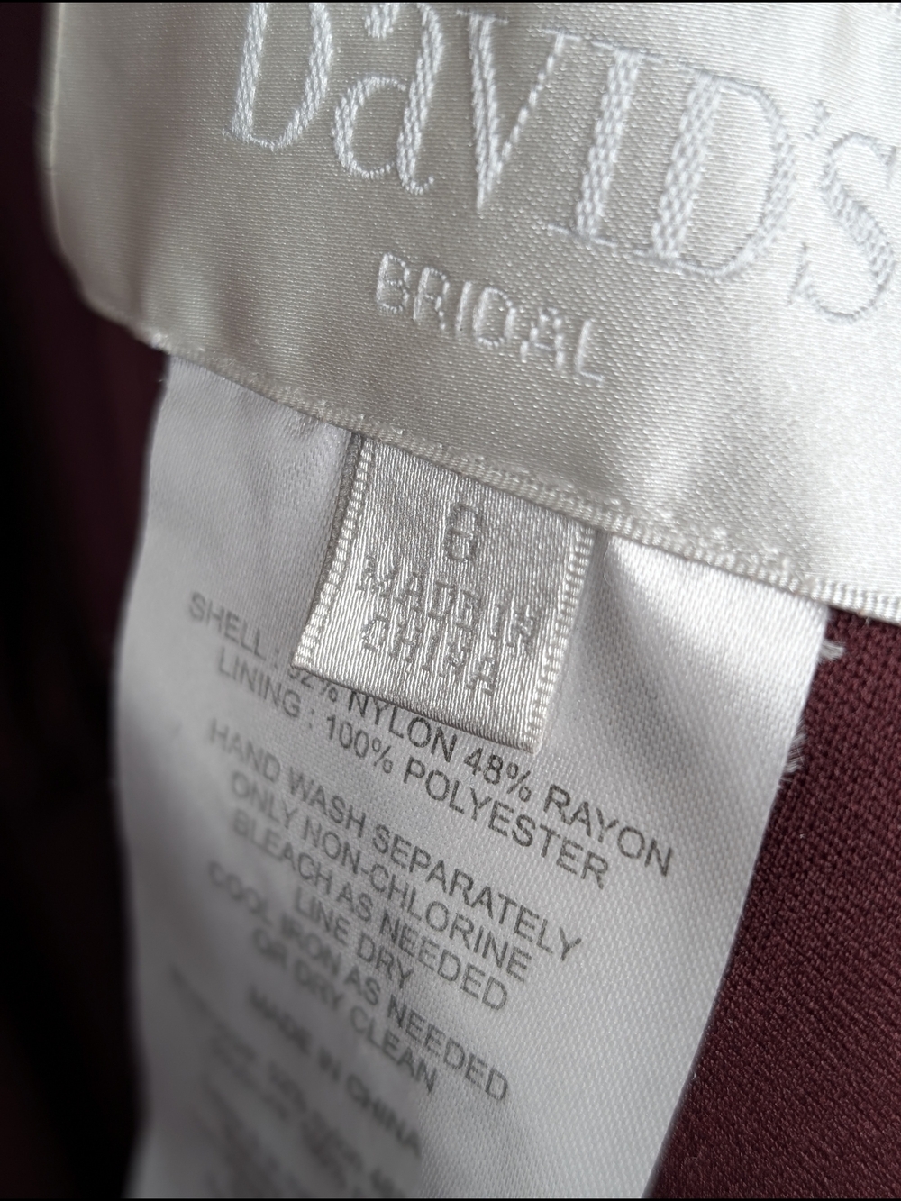 David’s Bridal Burgundy One Shoulder Lace Chiffon Dress Size 6 Evening Bridal - Picture 11 of 11